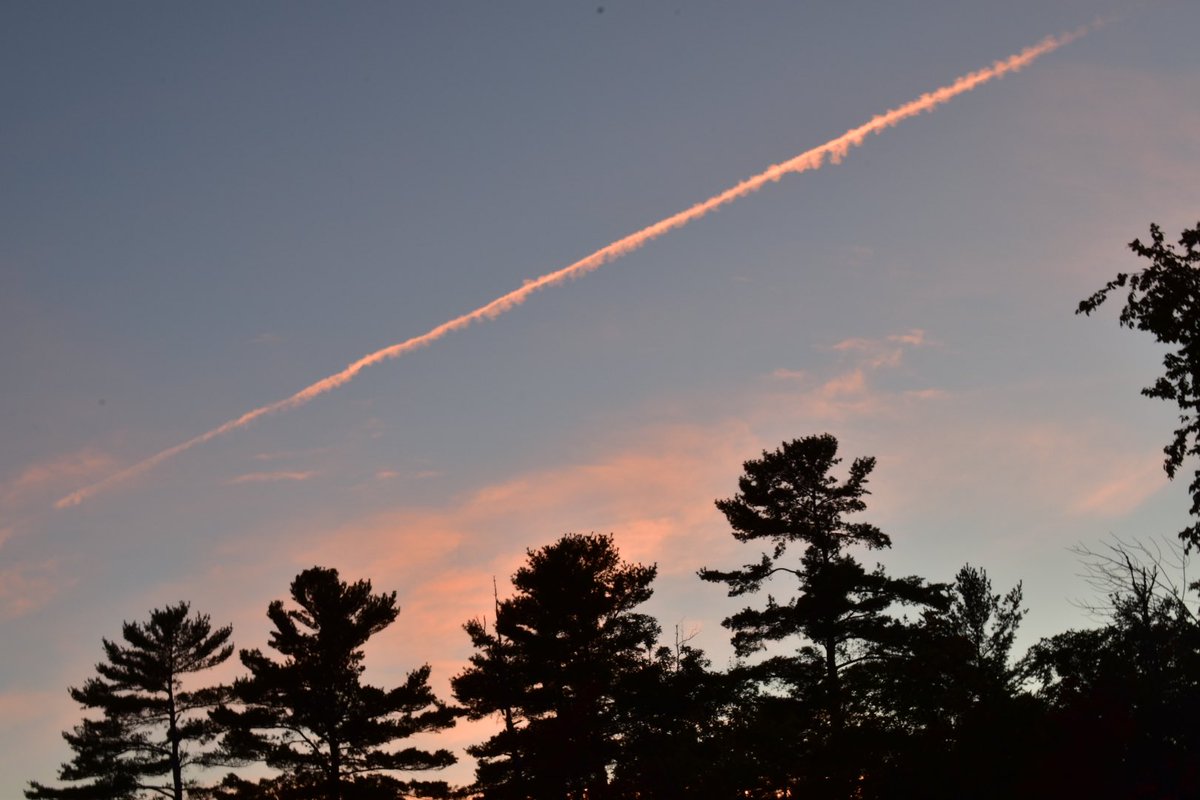 KDianePick's tweet photo. Another stunning sunset in @PtboCounty @pktourism …a cotton candy sky…even the trail left by a passing jet was pink. ❤️#Kawarthas #FallColours #NaturePhotography https://t.co/fmkQE59ic8