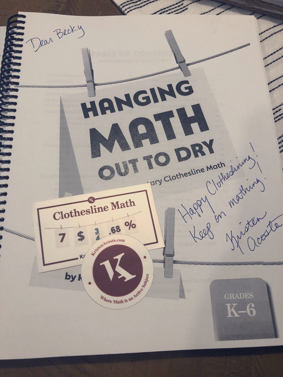 MrsTeeGrade3's tweet photo. Can’t wait to dive into this one and plan my first clothesline! Thanks @KristenMAcosta!  #iteachmath #elemmathchat #NCTMLA22 https://t.co/snUNiEb3MM