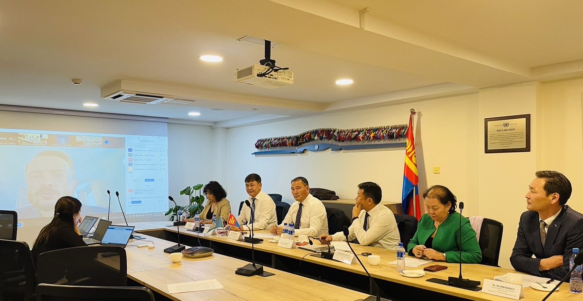 UNDPMongolia's tweet photo. Kyrgyzstan 🇰🇬 &amp; Mongolia 🇲🇳 organized the first online workshop on #mining_sector environmental governance and discussed possibilities of further cooperation within the framework of UNDP’s Environmental Governance Programme funded by the Swedish Environmental Protection Agency. https://t.co/oaZdMC12tD