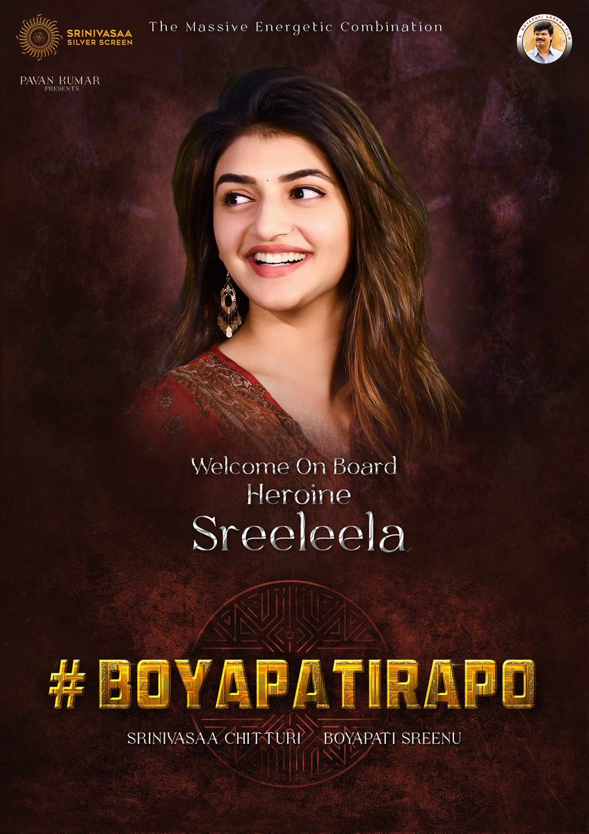 Delighted to Welcome Onboard the Most Beautiful and Talented Actress @sreeleela14 for #BoyapatiRAPO 🤩✨ @ramsayz #BoyapatiSreenu @SS_Screens @srinivasaaoffl