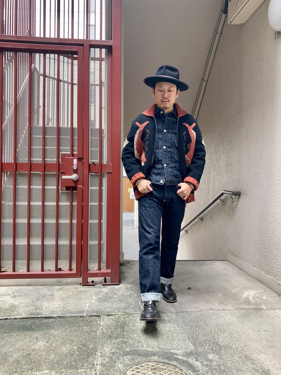 DryBones_Nagoya's tweet photo. ---Today's Outfit---

・Cowichan Sweater “SEA BASS”（ DK-129）
・2nd Type Denim Jacket （DJ-697A）
・Jean Engineering Denim Pants（DP-562W）

#drybones
#ドライボーンズ
#denim
#setupdenim
#��ニム
#セットアップ
#セットアップデニム
#カウチン
#代引き通販可能
#アメカジ https://t.co/uh8qZCZzyV