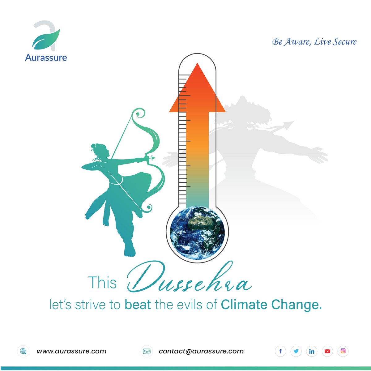 Aurassure's tweet photo. Celebrate the victory of the forces of good over evil. Wishing you all a very Happy Dussehra. 🙏

#happydussehra #vijayadashami
#dussehra2022 #दशहरा #विजयादशमी #climatechange #beawarelivesecure https://t.co/C2LVQySraR