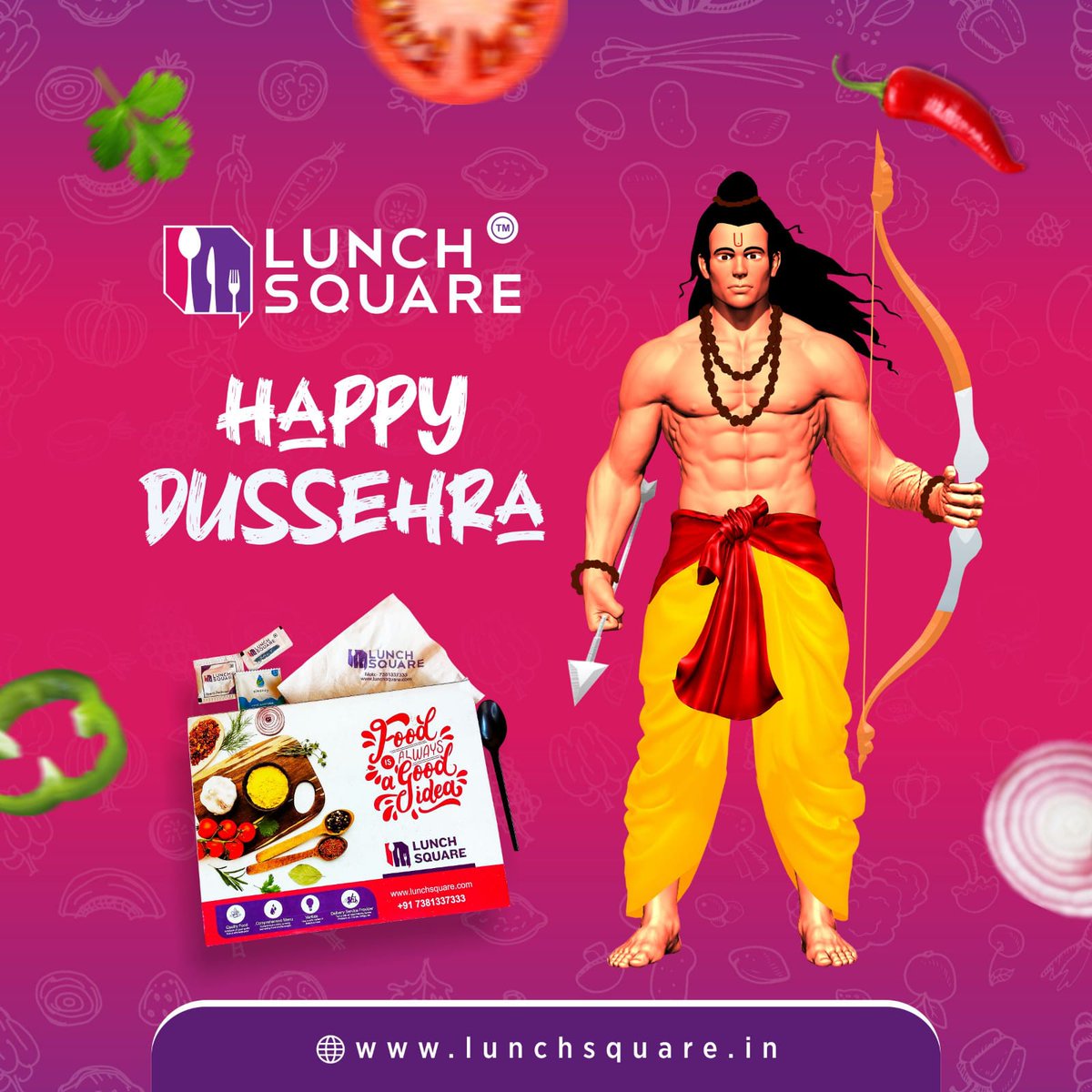 LunchSquare's tweet photo. On the occasion of Dussehra, We pray that you are always successful in life, that you always conquer all the challenges with your strength and courage.

Lunch Square Wishing you all a Happy Dussehra!!! https://t.co/OrMdE0LrkO