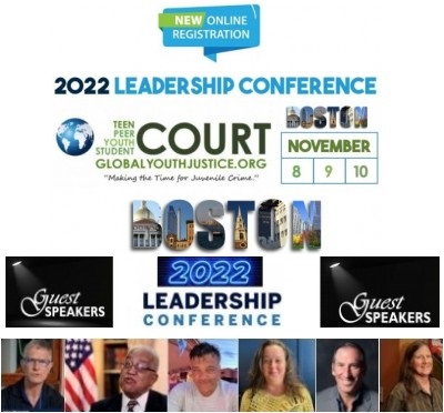REGISTRATION OPEN

2022 Global Youth Justice Leardership Conference on Juvenile Justice and Youth Justice Diversion Programs <a href="/JuvenileCrime/">Global Youth Justice, Inc.</a>:
Youth Court
Teen Court
Student Court
Peer Court
Peer Jury

November 8-10, 2022

Boston, MA <a href="/NPC_LIFE/">The NonProfit Center</a> <a href="/TSNE/">TSNE</a>

DETAILS
eventcreate.com/e/global-youth…