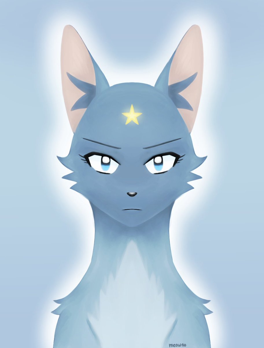 _meowno_'s tweet photo. Late night Bluestar art!
@REALStudiosWC 
Concept design by @baizhubun 
:]
#warriorcats #bluestar #digitalart #art #cat #anime #painting #wc #drawing #draw #book #manga https://t.co/n9CuvcU3HZ