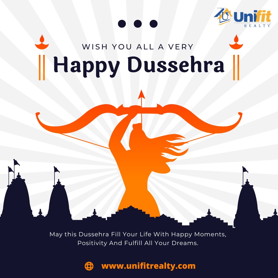 UniFit_Realty's tweet photo. May Lord Rama keep lighting your path of success and may you achieve victory in every phase of life.🙏🙏🎇🎆💥
 Happy Dusshera 2022! 🎇🎆💥

#dussehra #dussehra2022 #dussehraspecial #vijaydashmi2022  #durgapuja #durgapuja2022 #hotel #celebration https://t.co/sUoFap7J7g