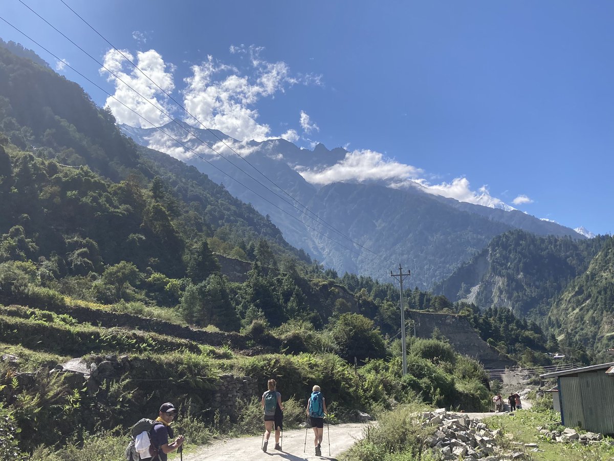 SarahFlint19's tweet photo. Well the writing might be going nowhere at the moment but my feet are taking me across the most beautiful terrain in the world #trekkingtheannapurnacircuit #trekkingNepal https://t.co/aT5bideKoe