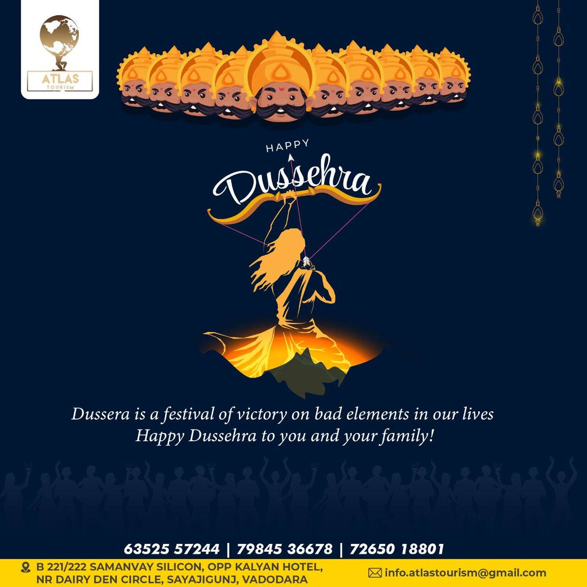 Open the doors and welcome all the positivity into your homes.

For All Your Tourism Plans Contact Us Today At:
📩info.atlastourism@gmail.com

#atlastourism #dussehra #happydussehra #positivity #positivevibes #goodvibes #prosperity #vijyadashmi🔥🔥🔥