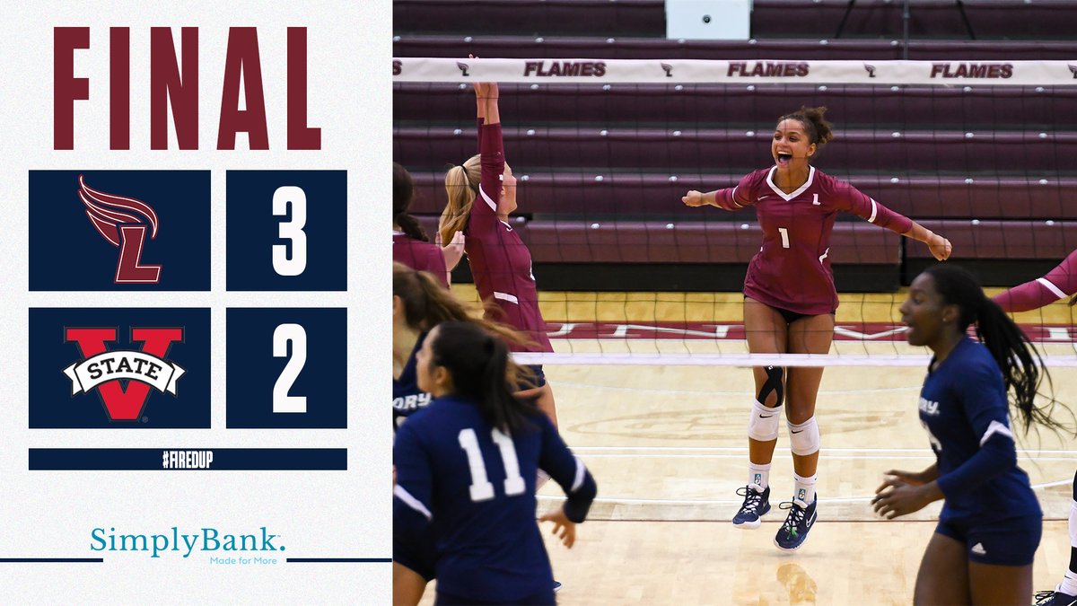 LeeUVolleyball's tweet photo. Break out the 🧹🧹🧹! Take both matches against VSU this season! We dominate the fifth set and win our third straight match!

#FiredUp🔥 https://t.co/YfSf8UftYi