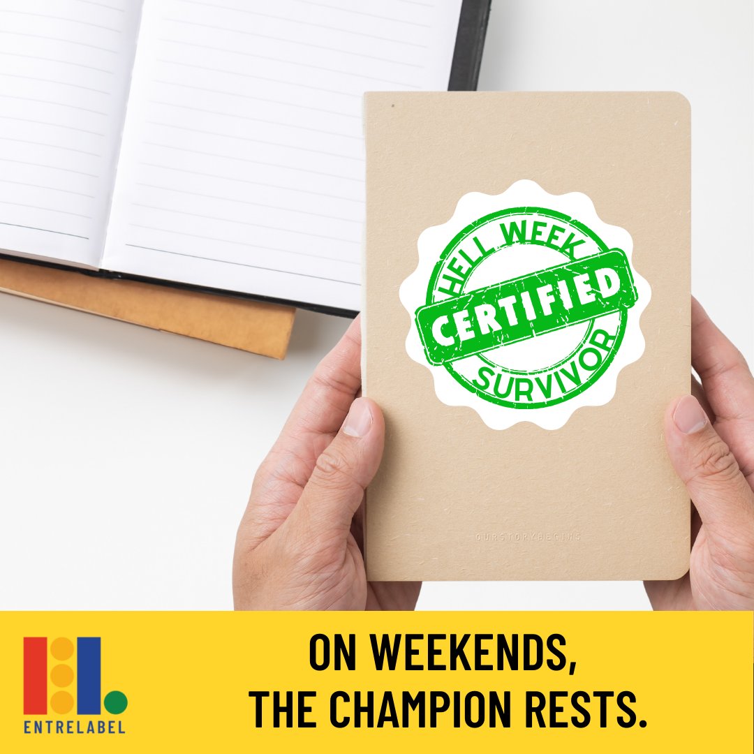 EntreLabel's tweet image. On weekends, the champion rests.

Congratulations, you made it through the week. You have fought a great fight and now you rest. For the weekend is short and Monday is coming.

#entrelabel 

Order Online: entrelabel.com