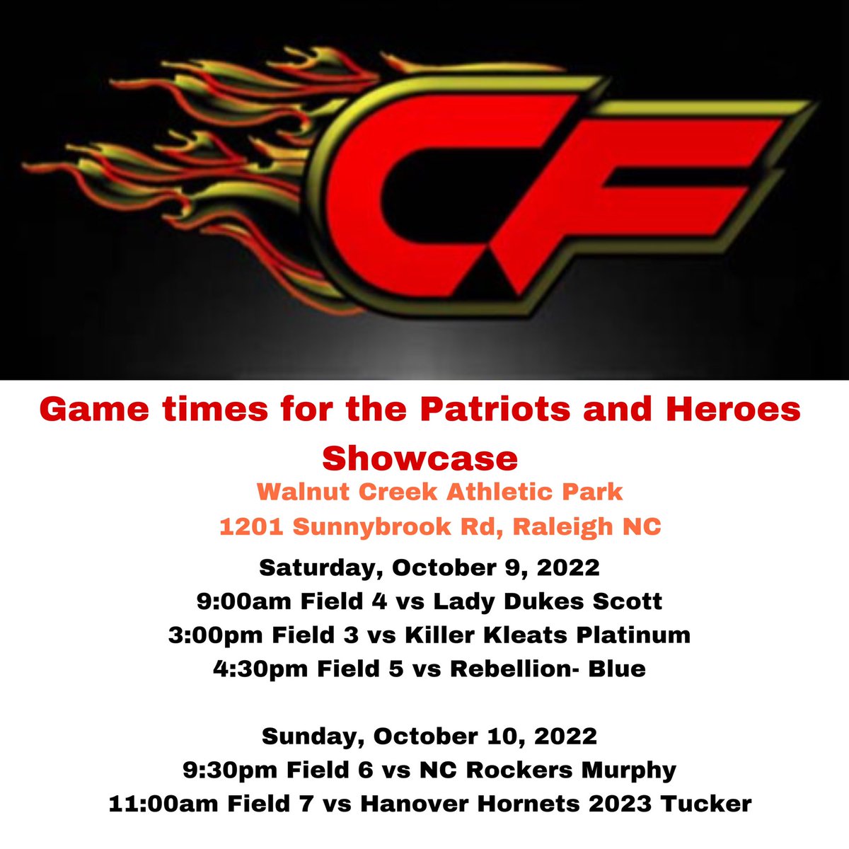 brooklynns2023's tweet photo. Excited to be back on the field, Hope to see you there! @carolinaflames1 https://t.co/vPuav5CtNV