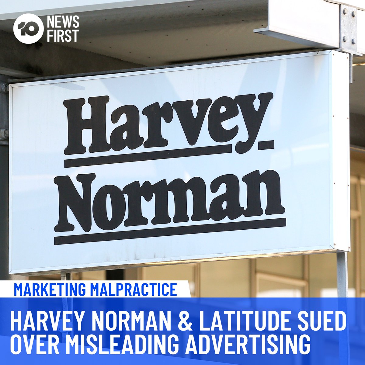 10NewsAU's tweet photo. Harvey Norman and Latitude Financial Services are being sued by the Australian Securities and Investment Commission (ASIC) for allegedly misleading customers about its 'no deposit' and 'interest-free' payments methods promoted in advertisements. https://t.co/ZKfuwda4Xw