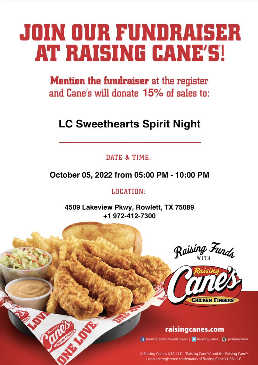 LC_Sweethearts's tweet photo. 🚨SWEETHEARTS SPIRIT NIGHT🚨
Come support your Yankee Doodle girls at Raising Cane’s tomorrow from 5-10pm! Make sure to mention “LCHS Sweethearts” at the register! See you there! 💙💛 @LCHS_Patriots https://t.co/ElfmVSv4jm
