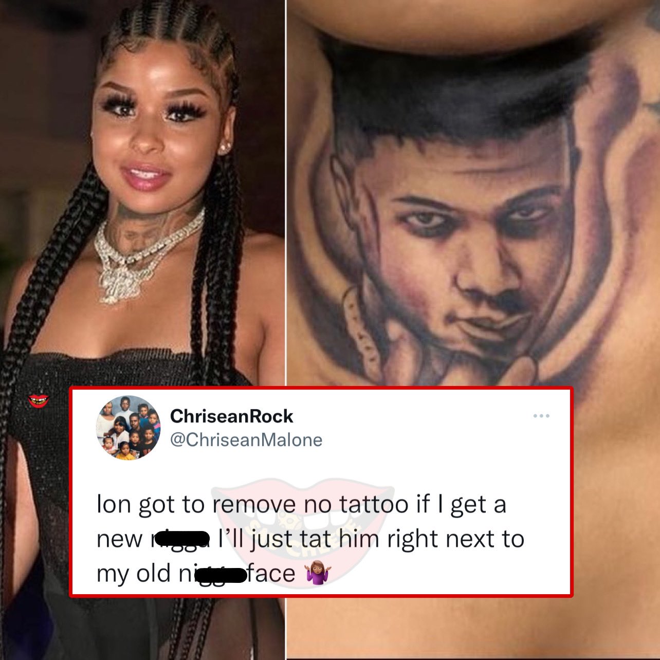 Chrisean Gets Another Blueface Neck Tattoo Social Media Fumes