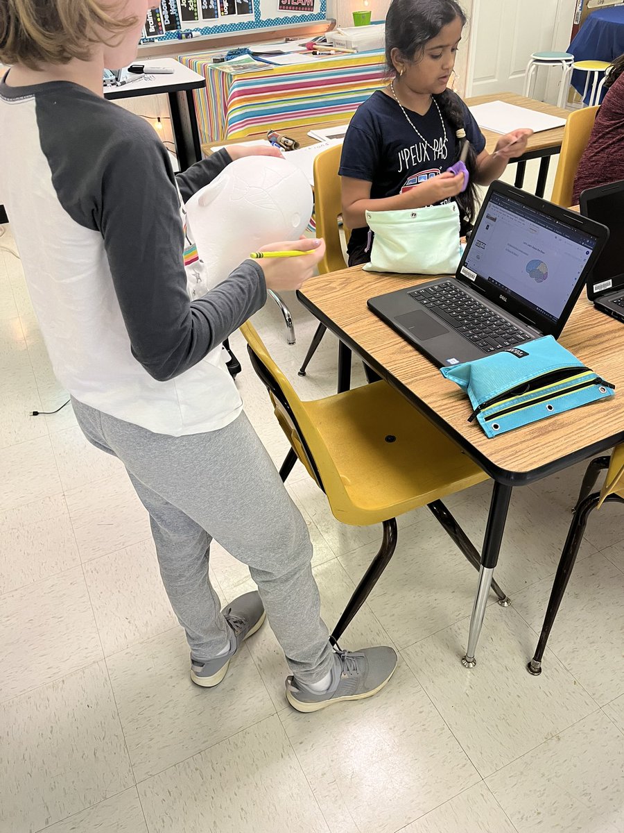 Cathy_lahr7's tweet photo. @oakhilles 5th grade students investigate the parts of the brain as an interactive system, and then encapsulate their personalities &amp; strengths on mannequin heads in the corresponding regions. #FOFE #CreativeCriticalThinker https://t.co/y2fhHX37AL