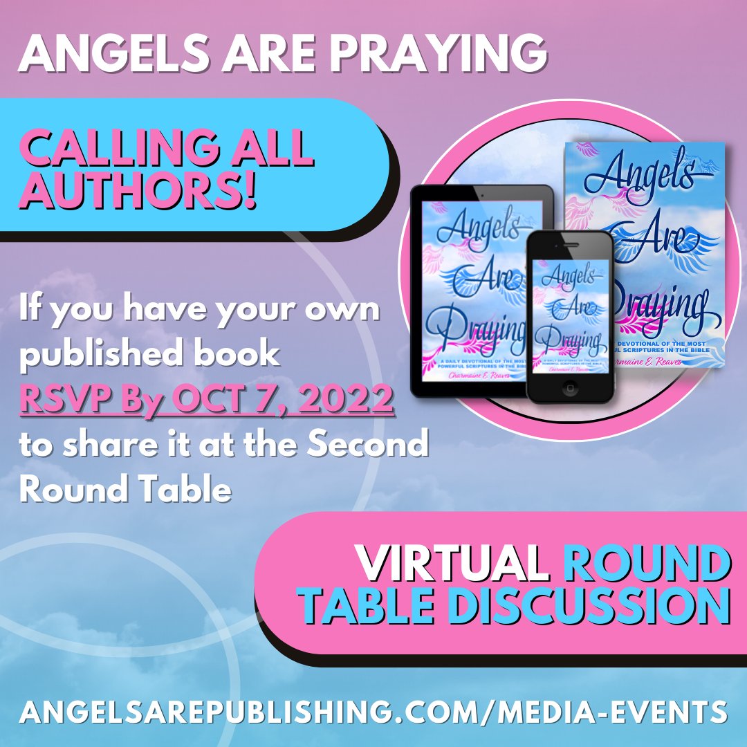 AreNetworking's tweet photo. 📣 CALLING ALL AUTHORS! 📣

If you have your own published book RSVP By Oct 7, 2022, to share it at the Virtual Round Table!

RSVP using this link to reserve your spot now! ==> https://t.co/0O3bPyJjRT

*Limited chairs available

#roundtable #virtualevent #webinar #abundance https://t.co/awTwvjUGFV