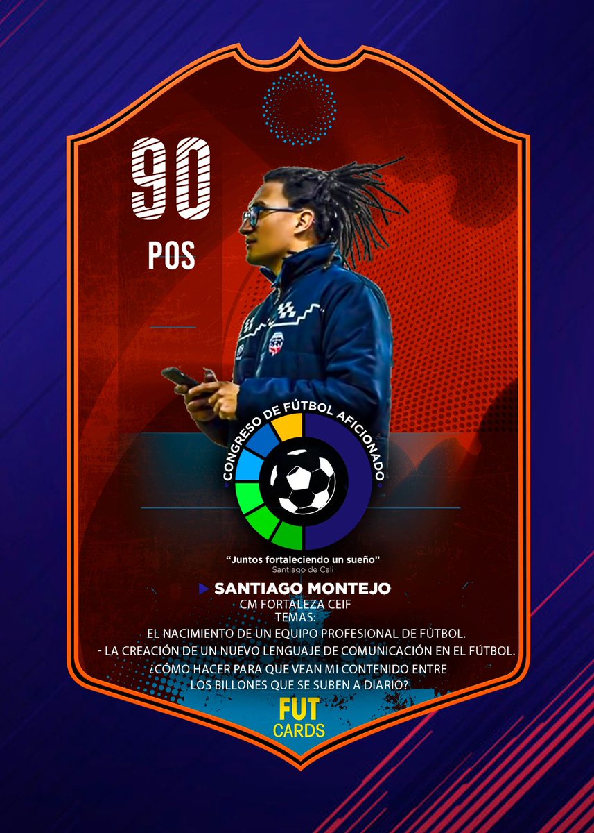 CongreAfiCali's tweet photo. 💯💥1er Congreso De Fútbol Aficionado Cali 2022.
🗣️ Ponencia del CM del equipo
@FortalezaCEIF
Santiago Montejo 
🧠 Creación de un nuevo lenguaje en la comunicación del fútbol 
🗓️ Sábado 12 de noviembre de 2022
🏢 Centro dé eventos las pilas cali
🕐1:00 pm 
@CongreAfiCali https://t.co/dw2DzCz3n0