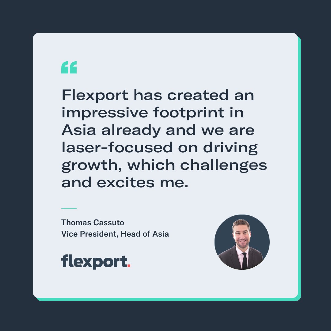 flexport's tweet photo. .@flexport is thrilled to welcome Thomas Cassuto as Vice President, Head of Asia. With over two decades of experience in growing go-to-market teams in regions across the globe, we are looking forward to seeing him drive our exciting growth strategy forward for Asia. π #HowWeFlex https://t.co/0uIne6ULyP