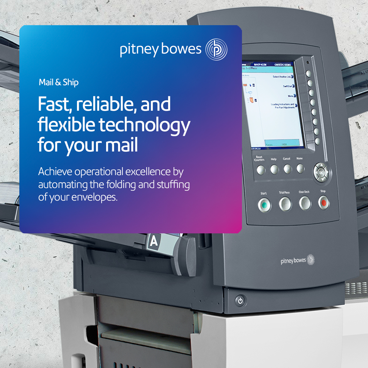 PitneyBowes's tweet photo. [ANZ] Inserting #mail into envelopes is a time-consuming &amp; costly task for your business. Pitney Bowes Relay folder inserters ensure your mail is assembled &amp; goes out the door on time, every time, without errors. Learn more https://t.co/as7Ug4OLWX #mailingsolution https://t.co/gYX0YZ7dl2