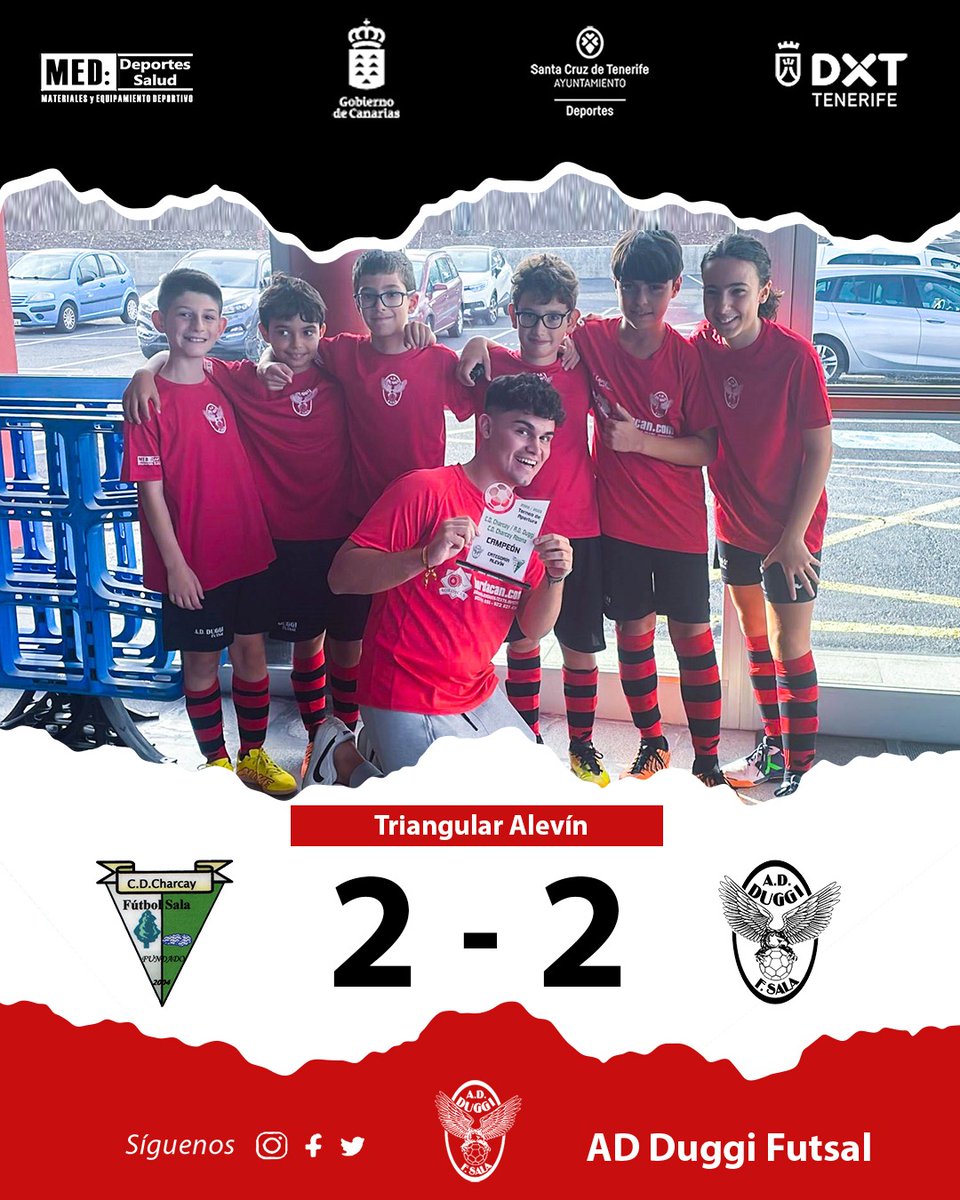 ADDuggi's tweet photo. 😜El pasado sábado nuestros alevines disputaron un triangular amistoso en Los Hinojeros  que se saldó con el primer puesto de nuestros peques.

🆚 Charcay Abona  0-11 AD Duggi Futsal
🆚 Charcay 2-2 AD Duggi Futsal
.
.
#SentimientoRojillo❤️#CharcayDuggi🆚 https://t.co/zLqzYoTOhw