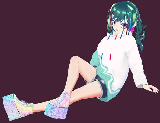 #VRoid これ冬服という事で!たぶん夏も着てる厚底な靴に柄を入れるの 難しかったけど無理矢理なんとか出来た…… 