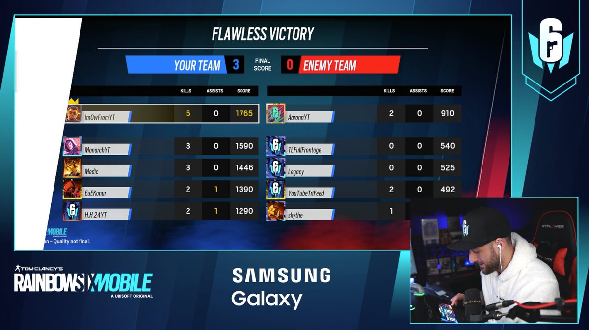 ImOwFromYT's tweet image. HUGE THANK YOU TO @Rainbow6Mobile for a fun exciting event. We secured the win 3/3 games!🎉

DREAM TEAM BABY!🔥
@MedicXV @hh24__ @KonurR6M @MonarchFPS 

In celebrations I will be giving away 10 more R6 BETA CODES! 

Just Follow, Like and Retweet🎁🧧
#R6M