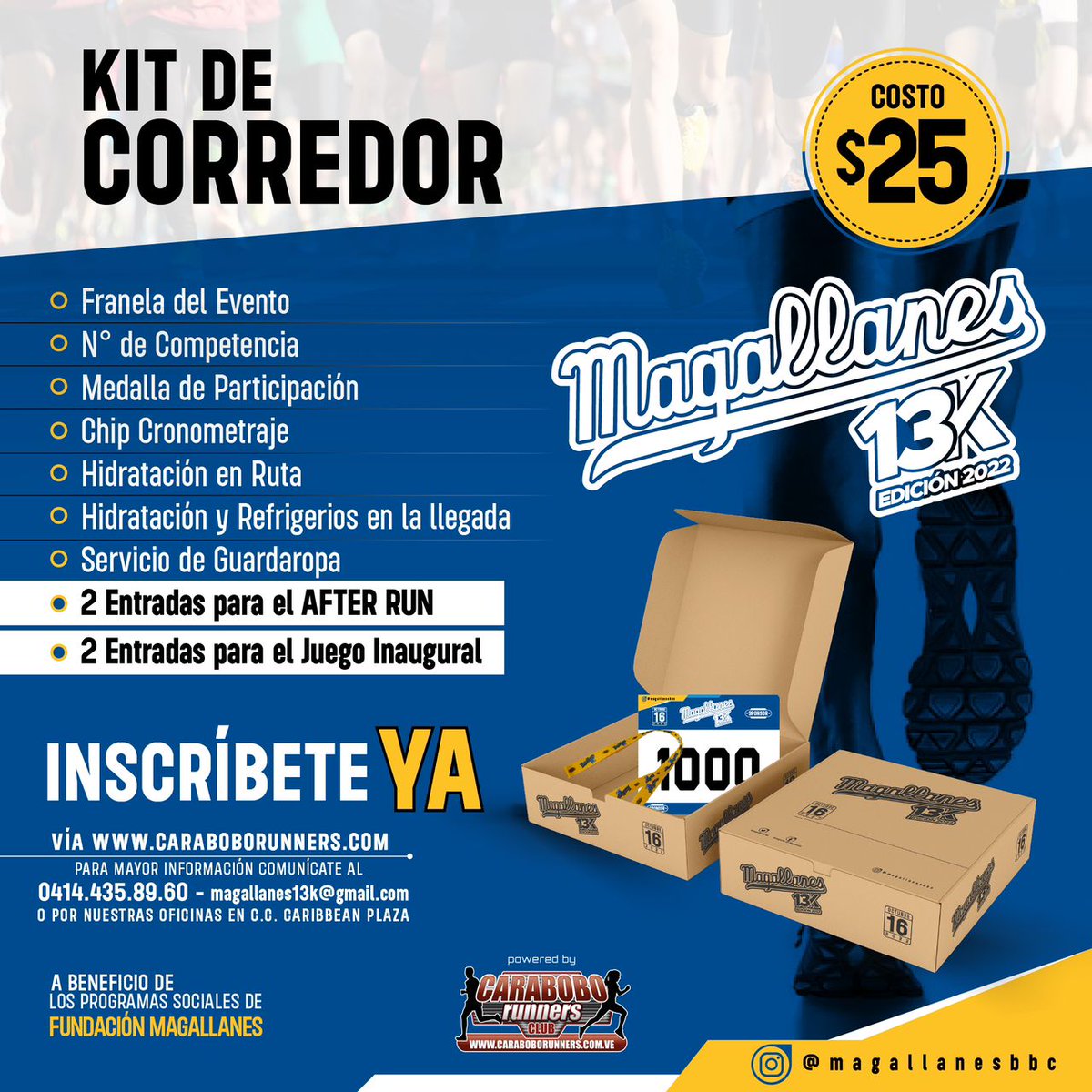 Magallanes_bbc's tweet photo. ¿Listos para correr? 🏃🏽‍♂️

INSCRÍBETE YA en nuestra CARRERA MAGALLANES 13K y CAMINATA 6K para celebrar este 16 de octubre nuestros 13 CAMPEONATOS 🏆💪

Con tu participación podrás obtener 2 ENTRADAS para el AFTER RUN y 2 ENTRADAS PARA EL JUEGO INAUGURAL 😱🙌
1/2 https://t.co/3PMtFfhtsV
