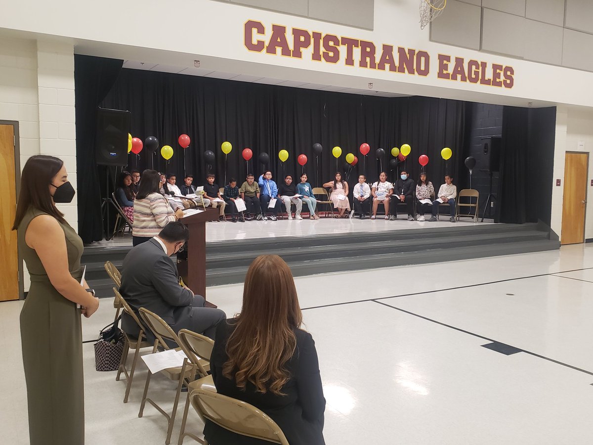 CapistranoES's tweet photo. Our Student Council Induction Ceremony was so special! 🌟Thank you Ms. Chavez & Ms. Payan for leading this effort for our Eagles!🦅 County Commissioner Iliana Holguin inspired students, parents and educators! 💥
#THEDISTRICT @YsletaISD
#CapistranoStrong https://t.co/RasHz4M8vF