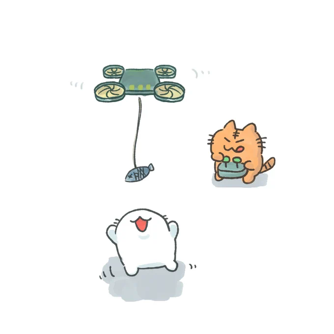 ドローンを使って運動会の練習するよ!#ネコ #イラスト 