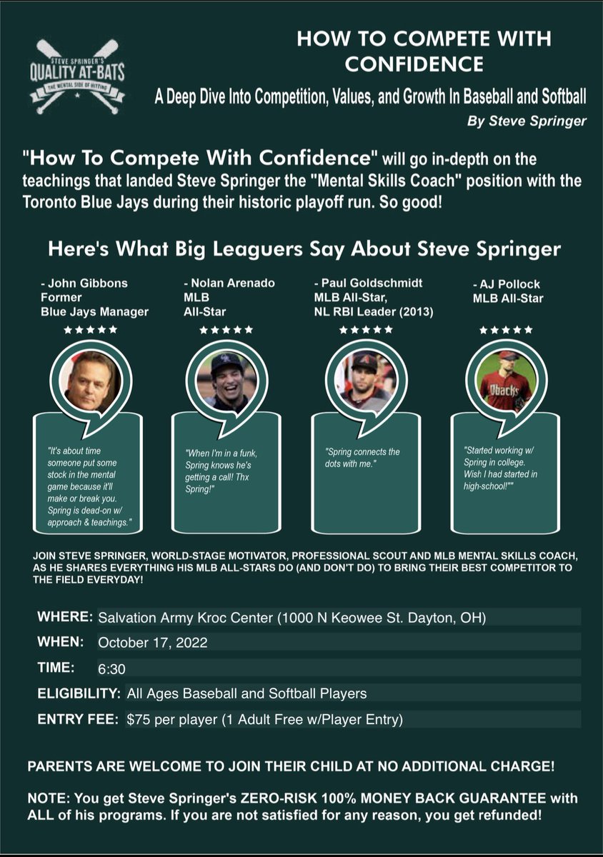 ActionSportsCe1's tweet photo. JUST CONFIRMED @WSURaidergang WILL BE IN ATTENDANCE…. Join the Wright State Baseball team and Steve Springer for a game changing event ⚾️🥎 @qualityatbats WE ARE TWO WEEKS OUT OCT 17th register now, MONEY BACK GUARANTEE #raidergang #hitwithconfidence https://t.co/QxAHx80IMM https://t.co/WABknVfFzz
