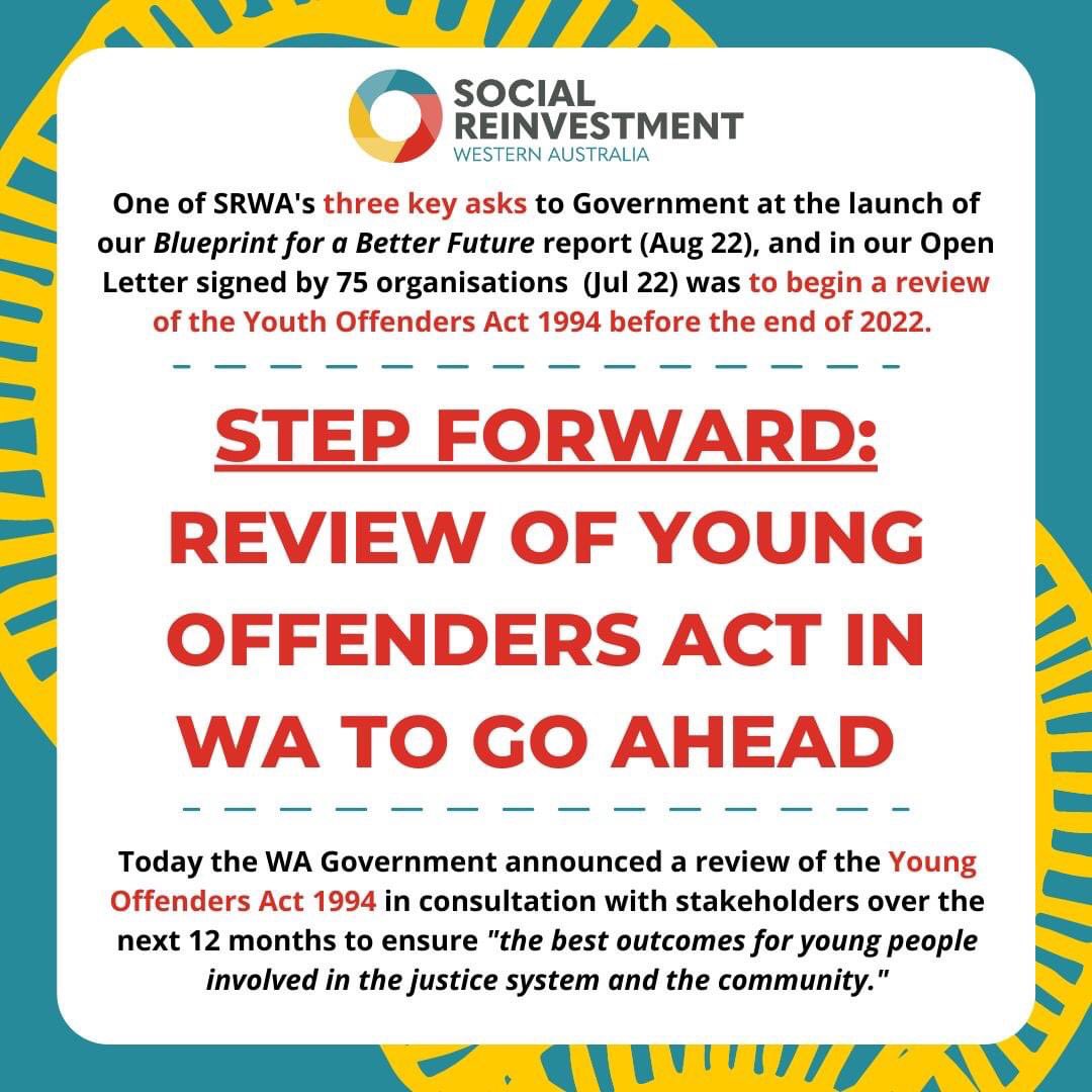 #BREAKING News: The WA Government has just publicly announced a commitment and timeline to reviewing the Young Offenders Act 1994!