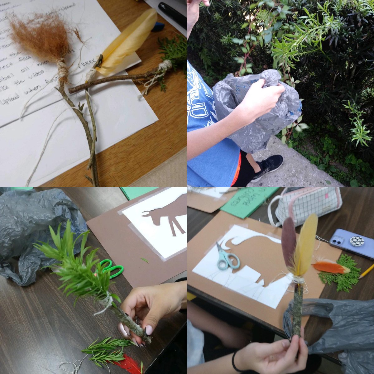 PineViewMiddle's tweet image. Visual arts Ss are looking at previous cultural trends and how they lead to developments of new art styles and techniques by making prehistoric handmade brushes. VA.68.H.2.1 #ibstrong #ibarts