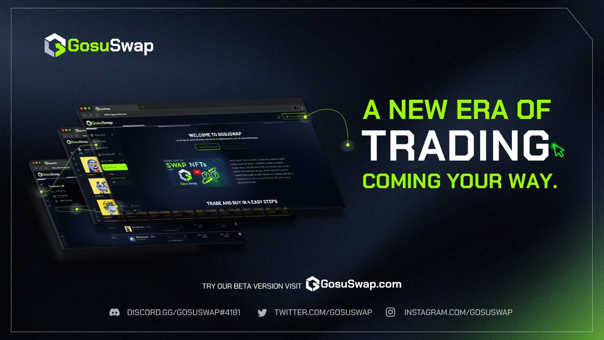 A new era of trading coming your way. 🚀
Visit our beta version at GosuSwap.com 

#betterfuture #gosuswap #trading