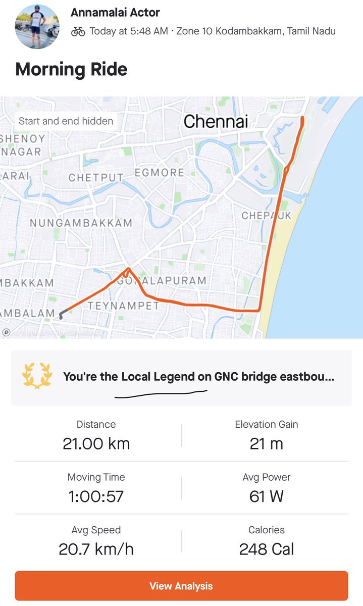 actor_annamalai's tweet photo. Today’s Morn Ride 🚴♂️👍💪 #EnCyclePedia #Annamalai #NammaChennai #Chennai #nepiyarbridge #marinabeach #நான்வீழ்வேன்என்றுநினைத்தாயோ #neverevergiveup #cycling #cyclinglife #Captain @arya_offl #MMDDDDLCTworkout https://t.co/gfiIldidlh