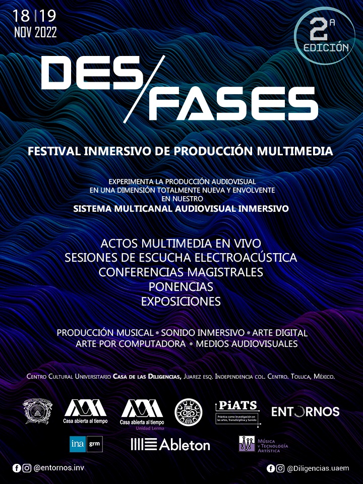 EntornosInv's tweet image. Llega la 2a edición del eventazo "Desfases", te esperamos este 18 y 19 de noviembre en @DiligenciasUAEM, para que disfrutes de este increíble espacio inmersivo con grandes marcas y artistas. ¡No te lo pierdas!

#Toluca #Cultura #Mexico #ableton #audio #arte #artedigital #desfases