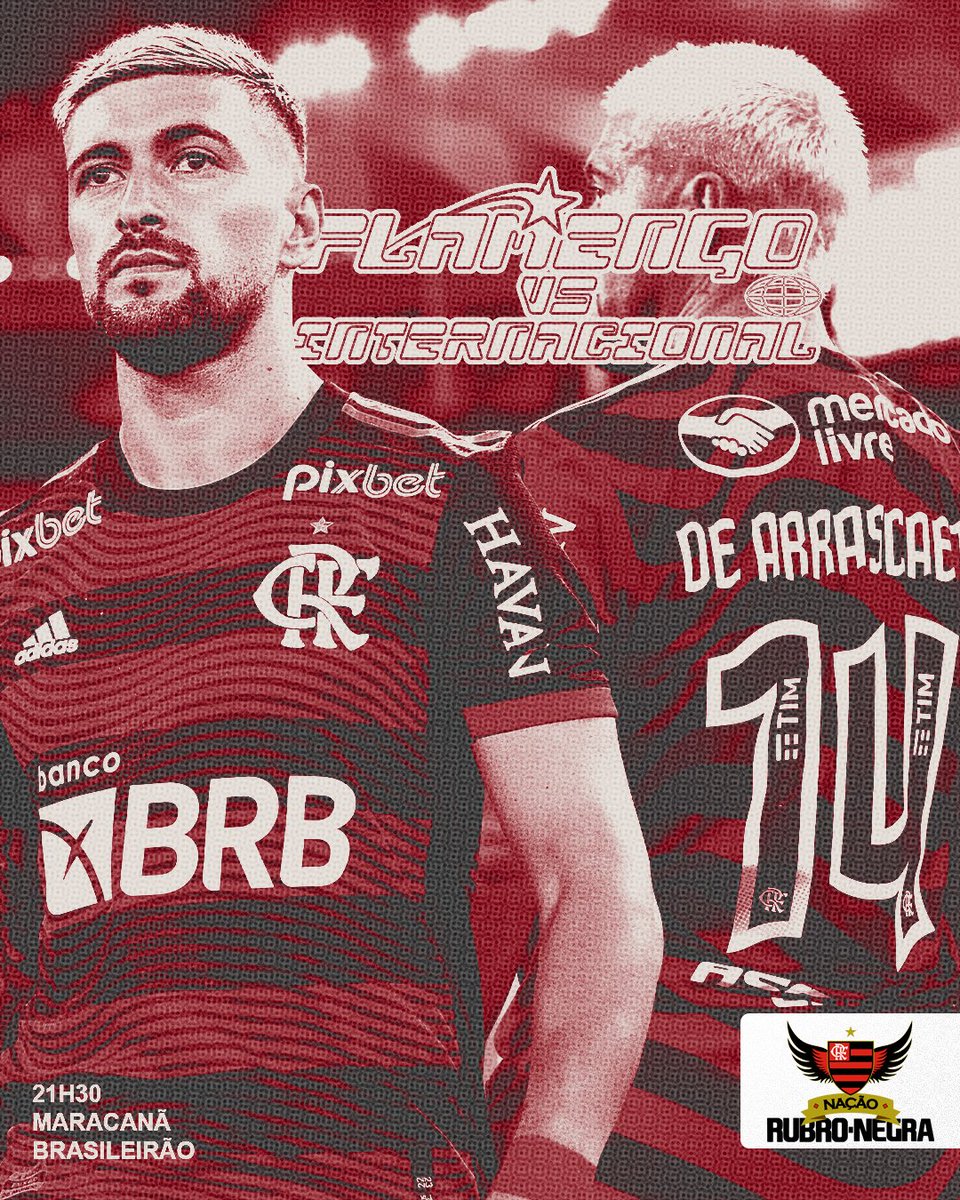 nacaornbc's tweet photo. HOJE TEM MENGÃO NO BRASILEIRÃO! 🔴⚫

O Flamengo enfrenta o Internacional, no Maracanã, às 21h30! ⚡

💬 Qual seu palpite para a partida? #VamosFlamengo #FLAxINT https://t.co/6WjPsZrjRb