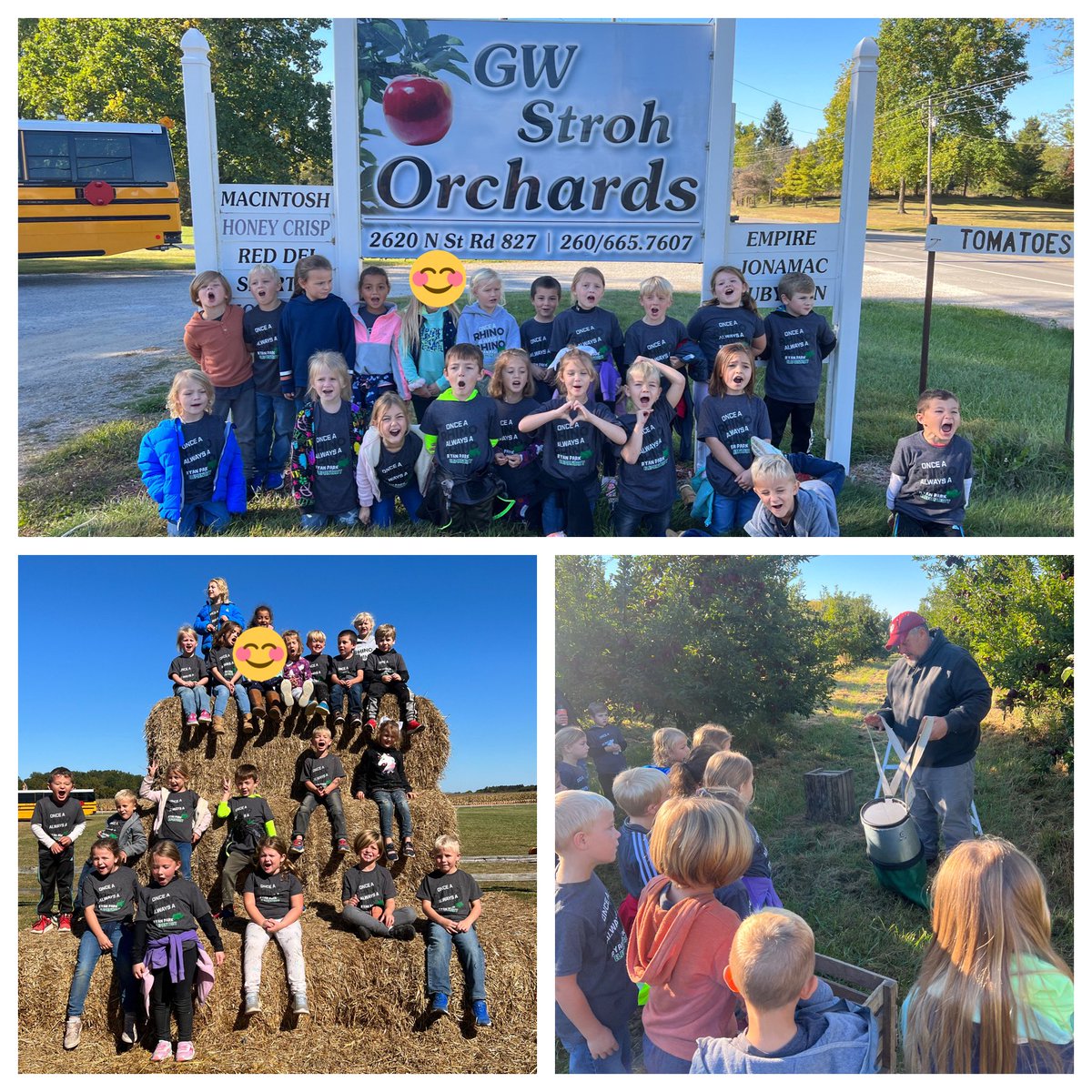 hartmankinder's tweet photo. Field Trip Day!! Kindergarten had a blast at Stroh’s Apple Orchard and Ridenour Acres! The joy really shows on the last picture! #APride https://t.co/S74fGv88vW