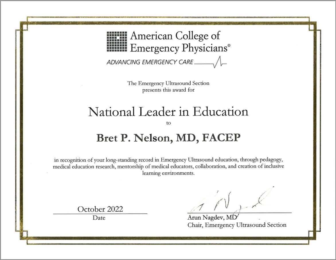ACEP Ultrasound (@acep_eus) on Twitter photo 4/
Congrats to <a href="/bretpnelson/">Bret Nelson</a> who was recognized as a National Leader in Education for his long-standing contributions to emergency US education! <a href="/SinaiEM/">Sinai EM</a> <a href="/sinaiemus/">Sinai EM Ultrasound</a> 4/
Congrats to <a href="/bretpnelson/">Bret Nelson</a> who was recognized as a National Leader in Education for his long-standing contributions to emergency US education! <a href="/SinaiEM/">Sinai EM</a> <a href="/sinaiemus/">Sinai EM Ultrasound</a>