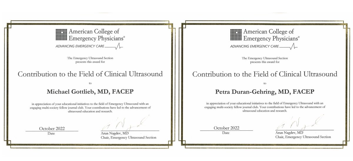 ACEP_EUS's tweet photo. 7/
Congrats to @MGottliebMD, @EMSonoMama, @NMDuggaNMD, @DanMirsch, @schnittkUSound, @SLWerner_EM, & Dr. Monika Lusiak on their Contribution to the Field of Clinical Ultrasound Award for their engaging collaborative #ACEPeus/@SAEMAEUS Ultrasound Journal Club! https://t.co/efDq4dXxey