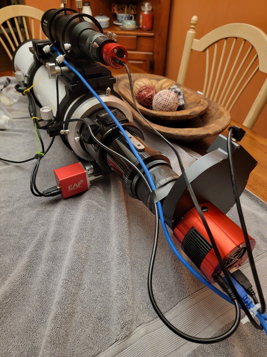 AstronomyEast's tweet photo. Took me ten years to get around to cable management. Liking it way better. #Astrophotography #cgx #zwo #highpointscientific. Lol https://t.co/q8jyoHsrN6