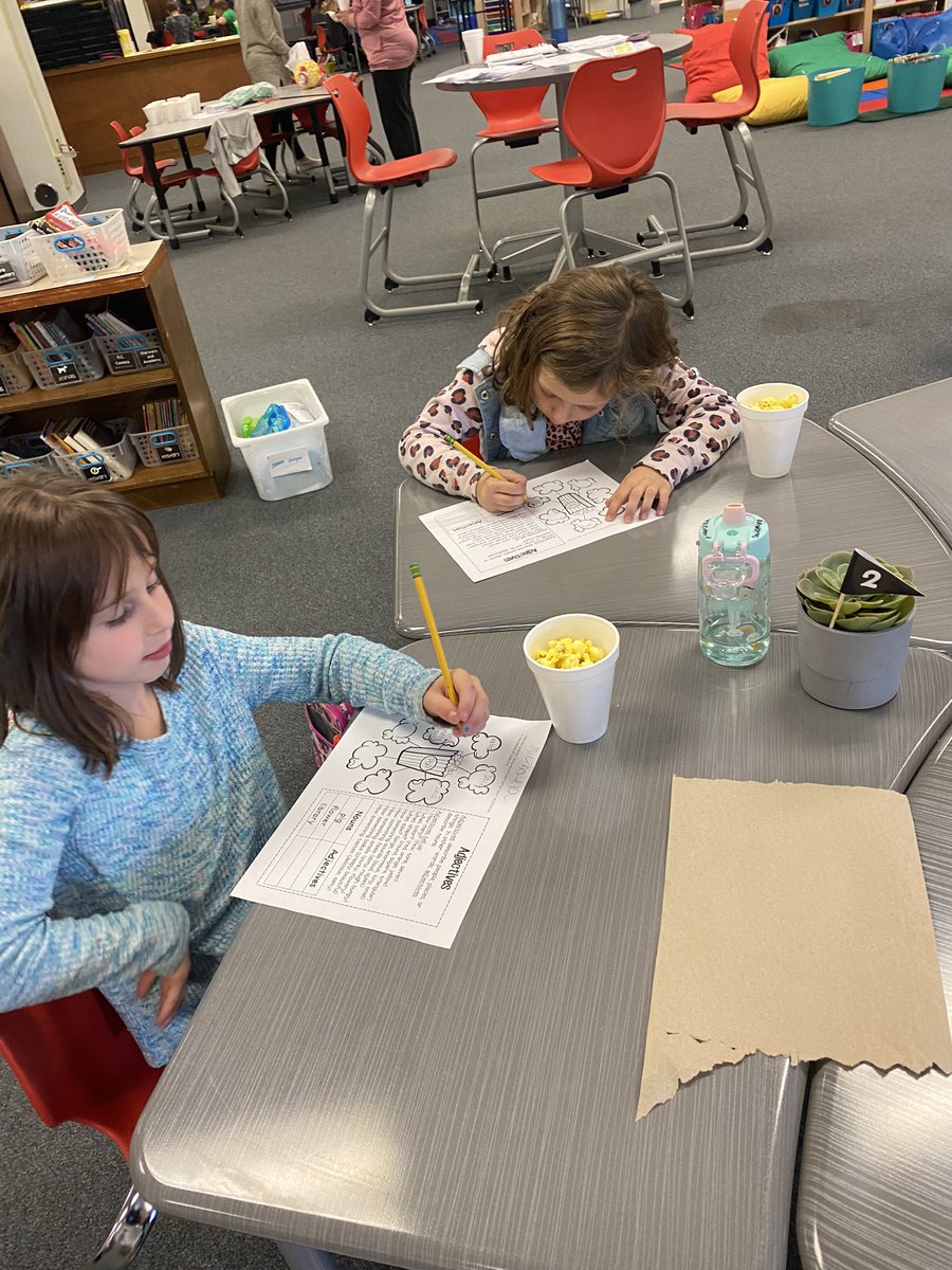 To help us with our opinion writing, we are working on using more descriptive words to describe things we like instead of just nice and good. To help us think of more descriptive words we ate some 🍿 for inspiration! Words we found- crunchy, greasy, salty &amp; so many more!