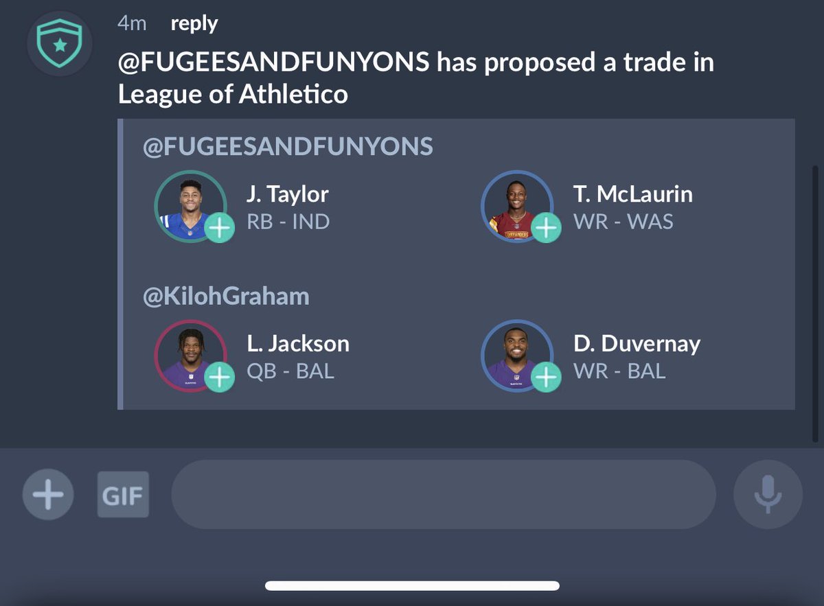 KilohGraham's tweet photo. @YourFFtrade I get L Jack give away Taylor? https://t.co/Kie74SVMdZ