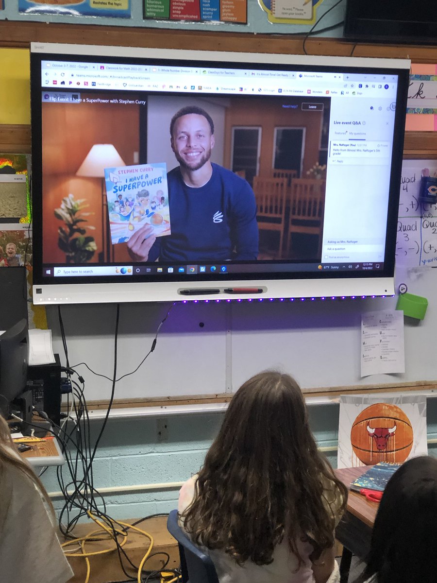 ECNPrincipal's tweet photo. NBA Star Steph Curry was live in Mrs. Naftzger’s 5th grade classroom discussing his new book! https://t.co/JTl2YvGLES