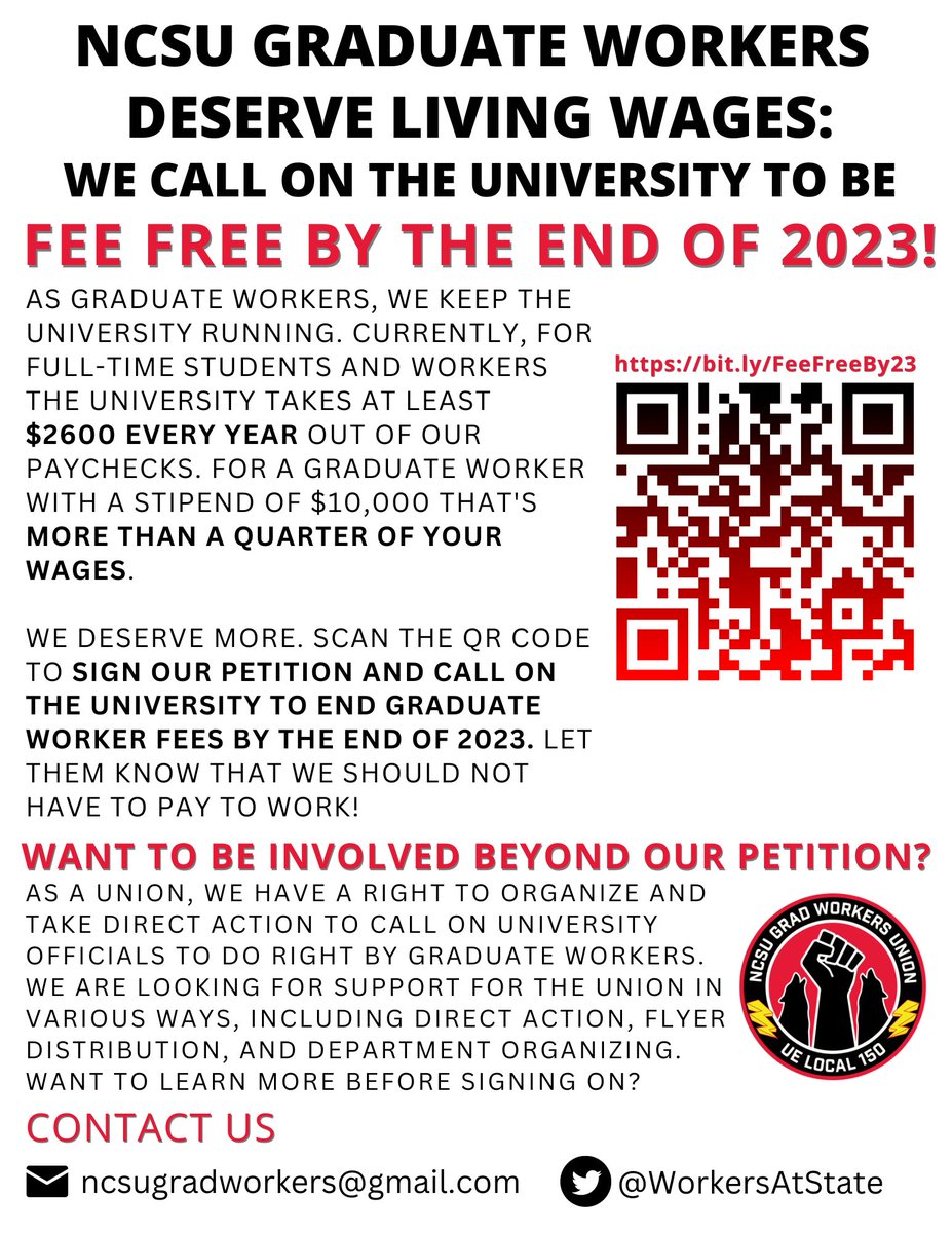 It's past time that the university stop charging us thousands of dollars to go to work.

Sign our petition demanding an end to fees by next year 👉 bit.ly/FeeFreeBy23