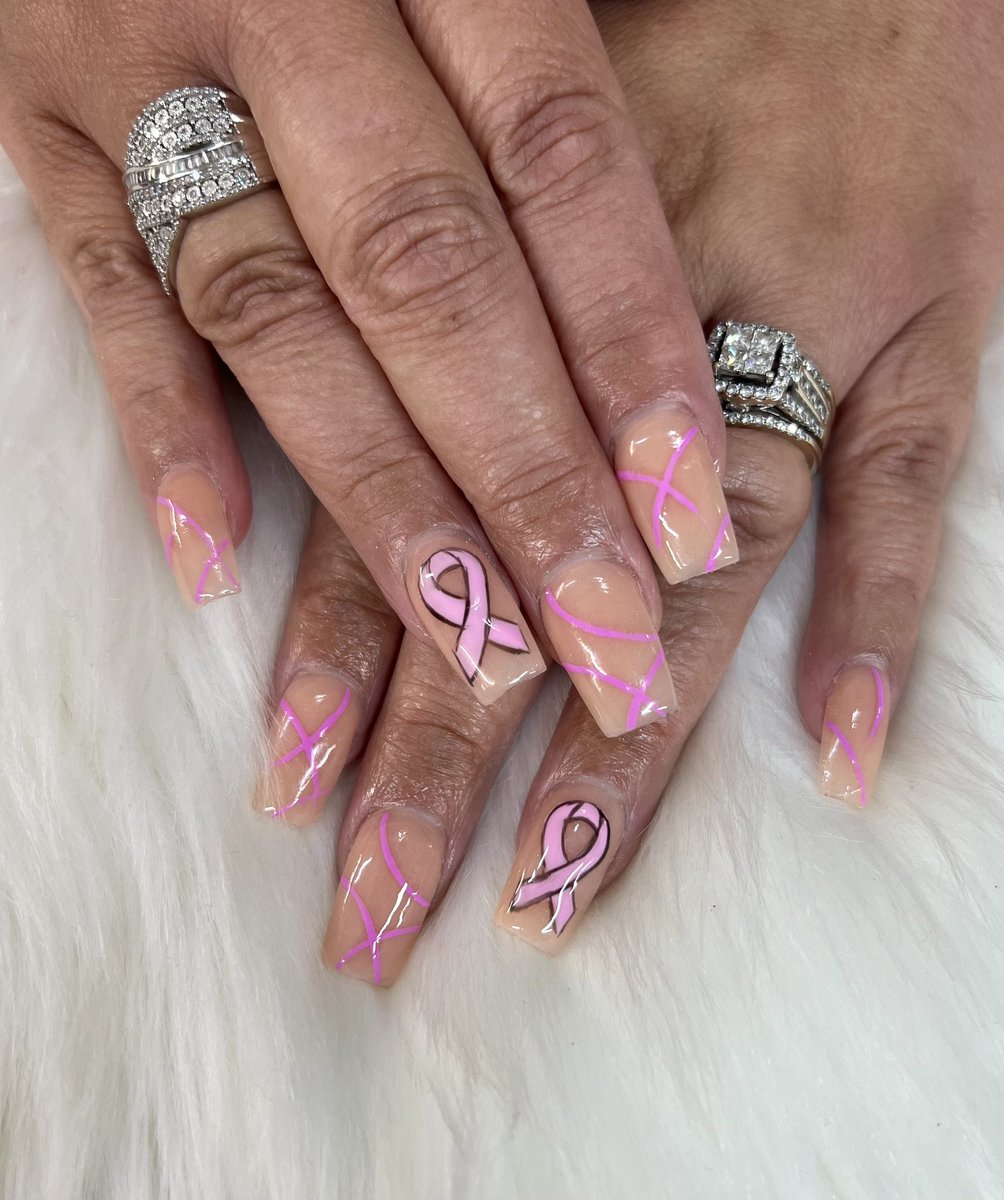 Makaayyllaa's tweet photo. Breast cancer awareness nails🎀 https://t.co/8dVRGf1dKG