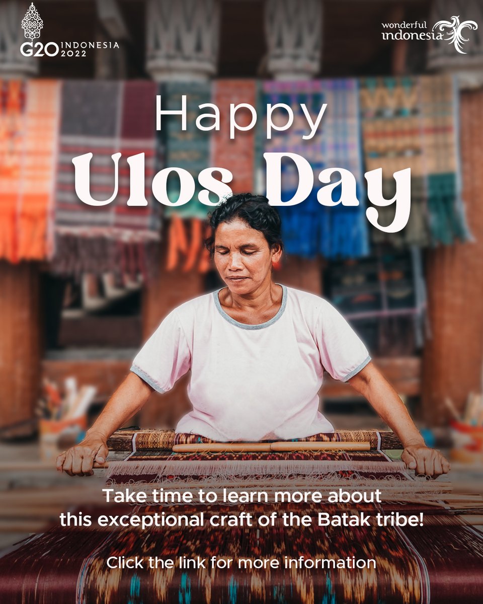 Today marks the celebration of ulos, a traditional handwoven textile from the Batak tribe. Let’s find out the process and meaning behind this unique textile as Ulos Day goes on! Check out the link to start learning about ulos.✨ bit.ly/3C1X51R #WonderfulIndonesia