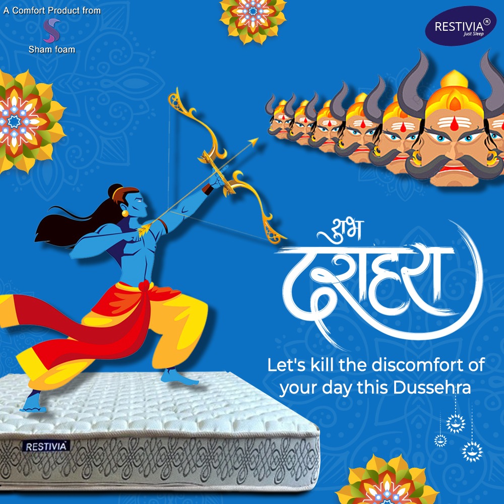 RestiviaM's tweet photo. Let's kill the discomfort of your day this dussehra

Haapy Dussehra

#dussehra #happydussehra #navratri #festival #durgapuja #india  #indianfestival #celebration #dussehraspecial #instagram #vijayadashami #festivals #ravan #dussehrawishes #ram #restiviaMattress #mattress https://t.co/71G1Hn6aR4