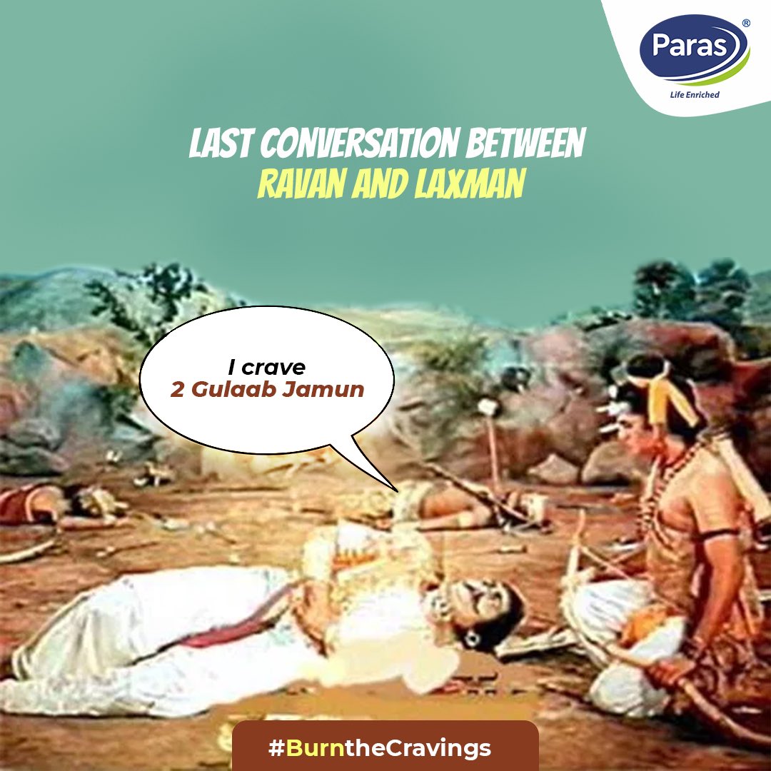 MilkkParas's tweet photo. Who knew the gyaani Raavan had delicious Paras Gulab Jamun on his mind during his last moments. Well we don't know if his cravings were burnt but you can definitely #BurnTheCravings this festive season. 

Happy Dussehra to you all!! https://t.co/WH3UCrzD6G
