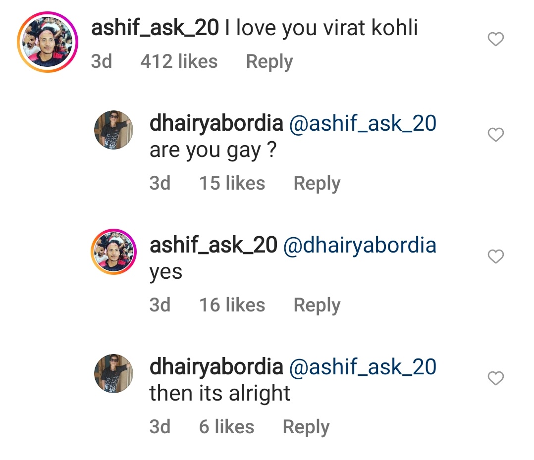 Albert_Camuk's tweet photo. Virat Kohli's comment section. https://t.co/sssSS1szkL