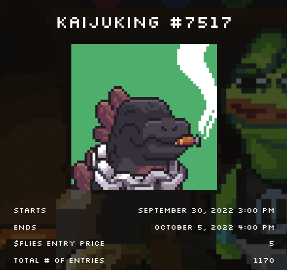 WorldofPepeNFT's tweet image. Congratulations: 🎟️ 0xaE1D7ED78c65cC05A11d832de7f799ff77c8121f

A local holder of 5 World of Pepe NFTs won this @KaijuKingz in our marketplace! 💰🐸

Script that is used to choose winners: worldofpepe.xyz/code